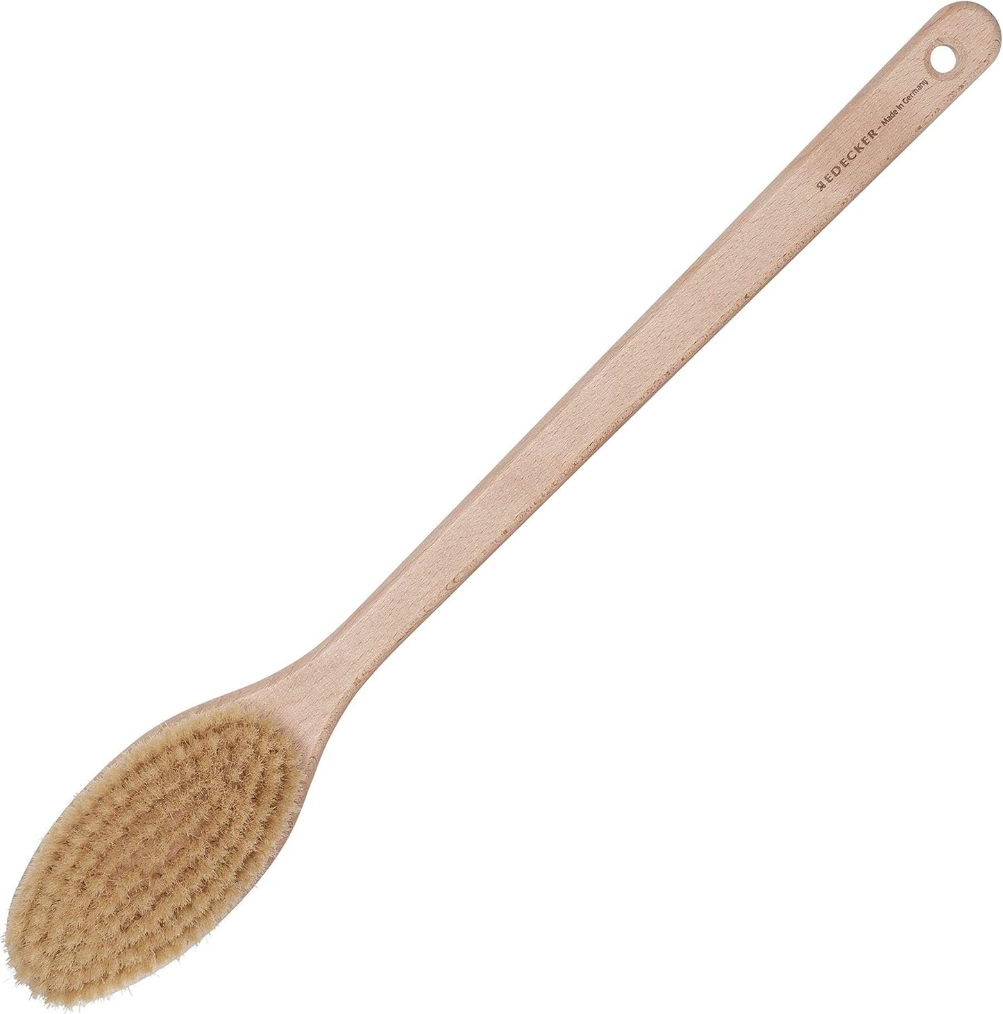 REDECKER Extra Long Beechwood Bath Brush - Natural Pig Bristle Body Brush for Showering, Back Scrubbing, Exfoliating, Dry Brushing and Lymphatic Drainage - Perfect for Hard-to-Reach Areas