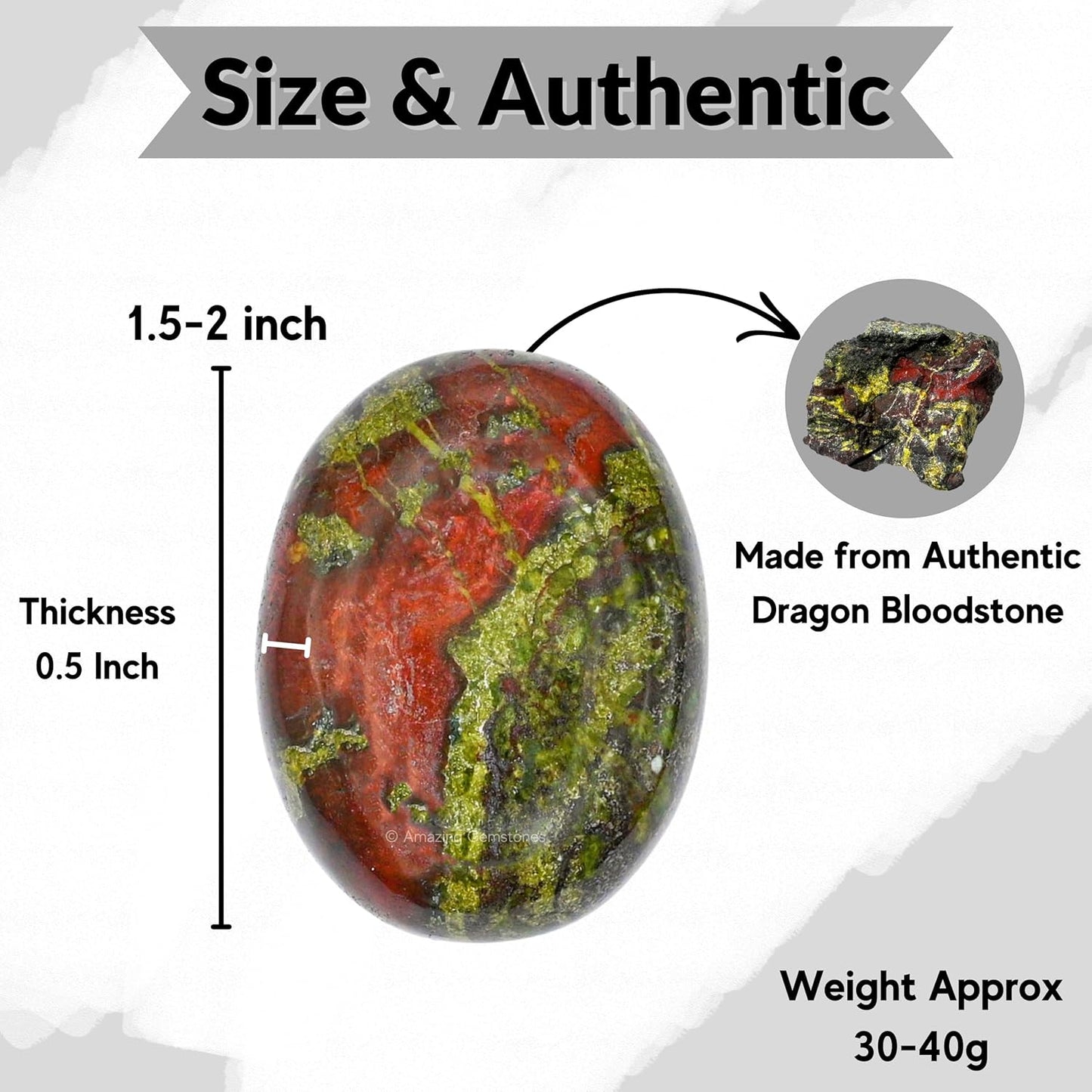 Amazing Gemstone Dragon Bloodstone Crystals and Healing Stones - Large Palm Stone Crystals Piedra - Crystal for Good Luck, Positive Energy, Meditation - Unique Stocking Stuffers and Birthday Gifts