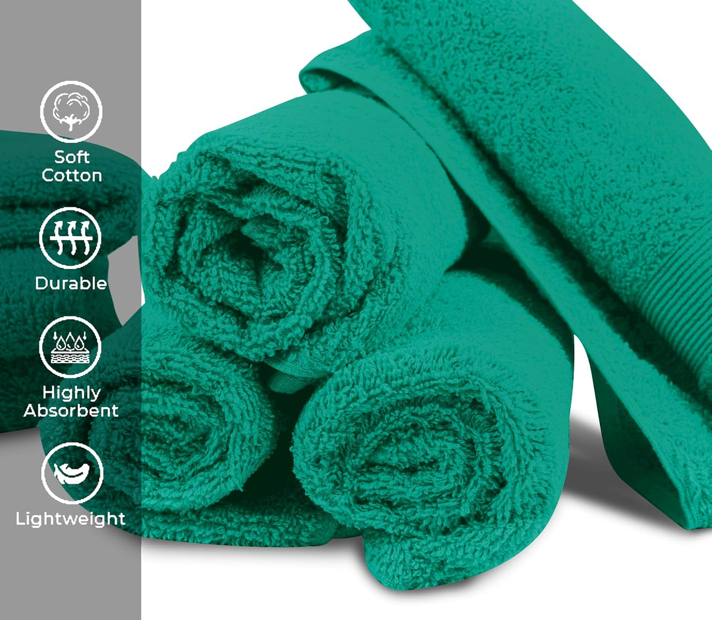 Premium Hand Towels Pack of 6 (16" x 30”) 100% Combed Ring Spun Cotton | Highly Absorbent Hand Towels Set | Ultra Soft for Home, Gym & Spa (Sea Green)