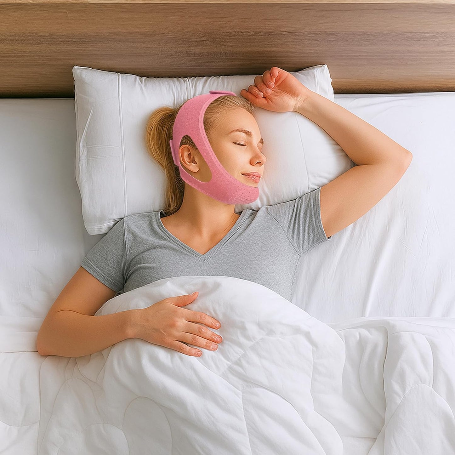 Chin Strap for CPAP Users | Comfortable Mouth Support to Encourage Closed Mouth Positioning Nasal Breathing for Men and Women Who Breathe Through The Mouth During Sleep by PIDOTI (Pink, S-M)