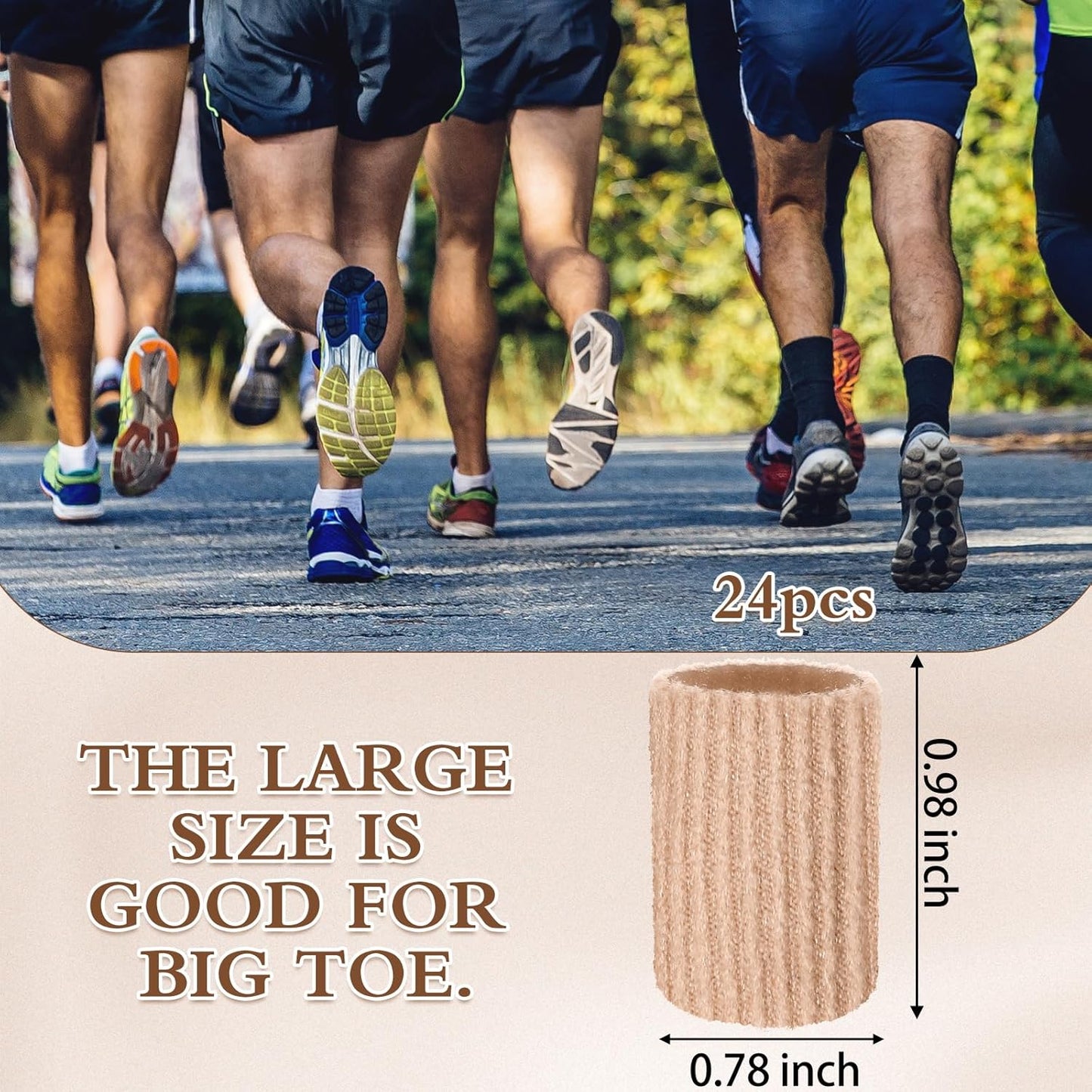 Blulu 24 Pieces Toe Tubes 0.98 Inches Cushion Tube Corn Pads for Toes Sleeves Soft Gel Protectors for Cushions Corns Blisters Calluses 3 Size(Skin Color,Medium Size)