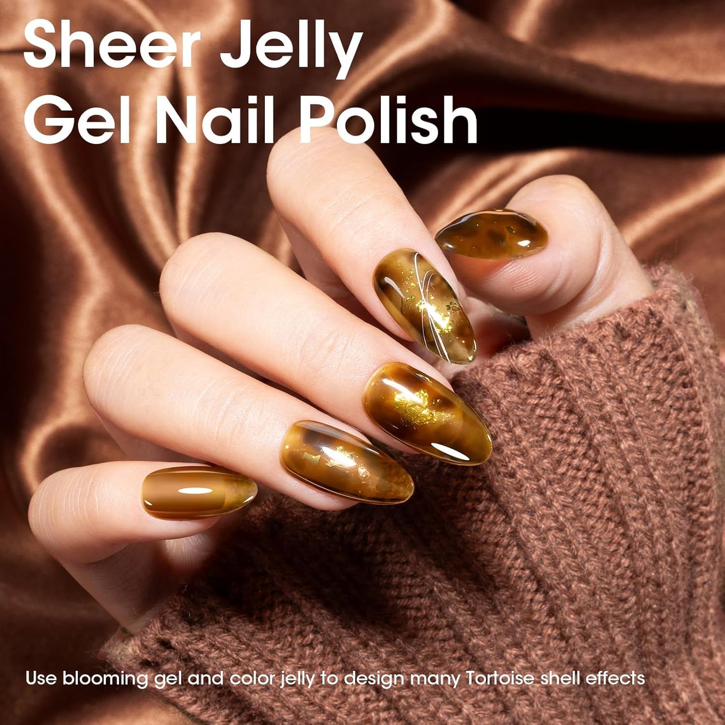 GELLEN Jelly Gel Nail Polish, Sheer Glass Neon Gel Polish Set 6 Colors Purple Blue Red Gray Brown Green, No Wipe Soak Off Glossy UV Light for Women Girls Spring Summer Fall Winter Christmas