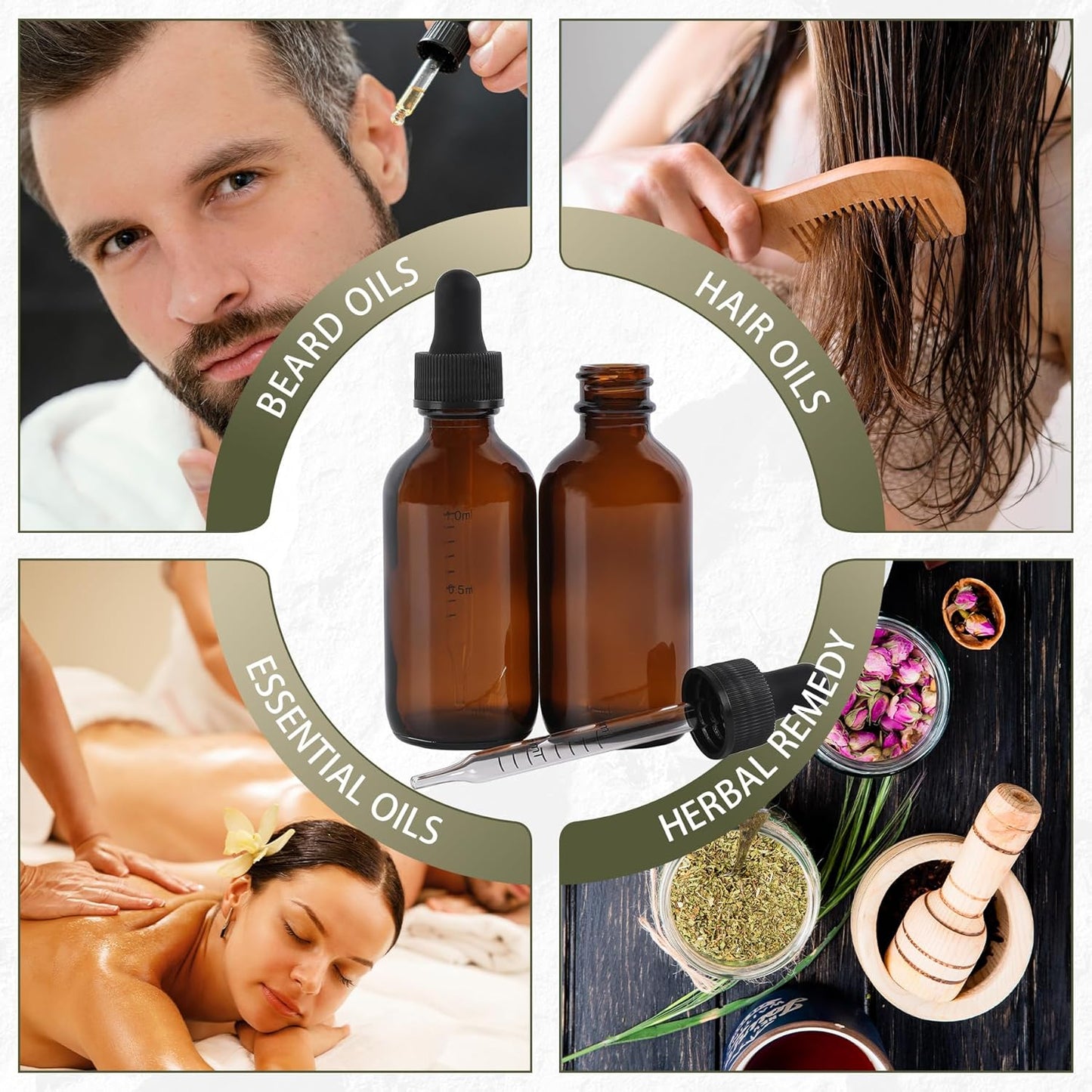 24 Pack, 2oz Glass Dropper Bottle, Preety Texture Tincture Bottles with Precise Scales Eye Droppe, for All Kinds Of Mixed Liquids,Leak-Proof Design for Easy Travel (Amber Frosted)