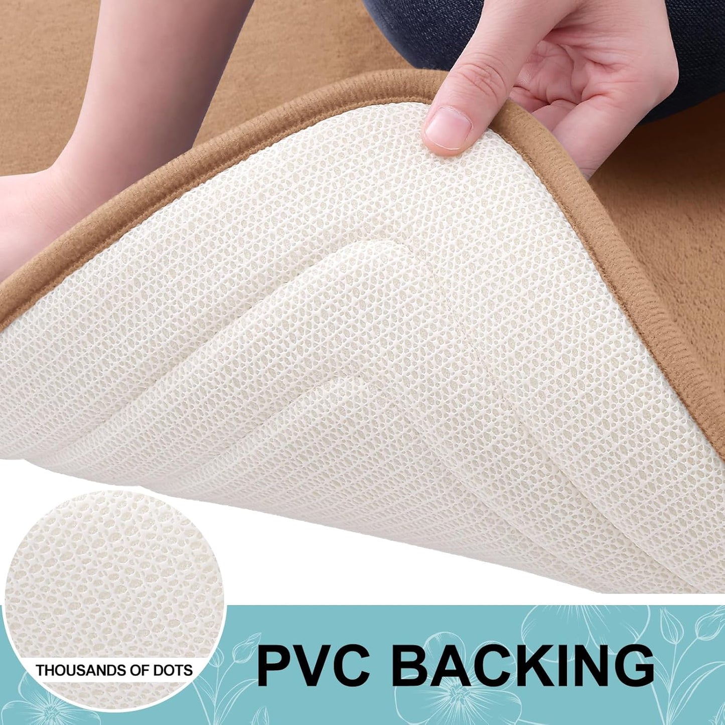 Grandaily Memory Foam Bath Mat Rug 24x16, Ultra Soft, Non-Slip and Absorbent Bathroom Rugs, Machine Wash Dry, Comfortable Bath Carpet for Bathroom Floor, Tub and Shower, Dark Beige