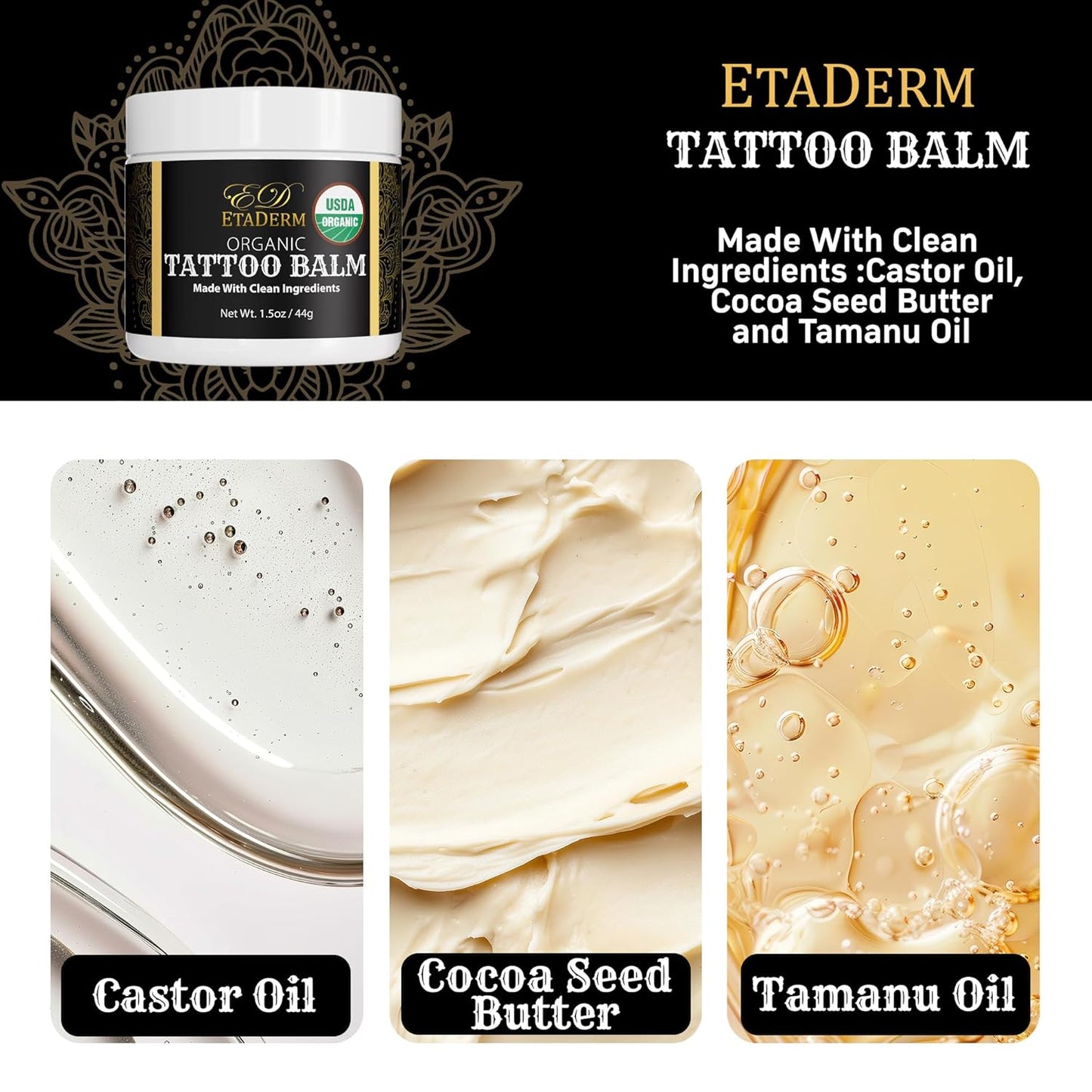 Tattoo Balm - Tattoo Aftercare Balm for Hydration, Moisturizer, Soften and Condition the Skin - Tattoo Lotion with Sunflower Seed Oil