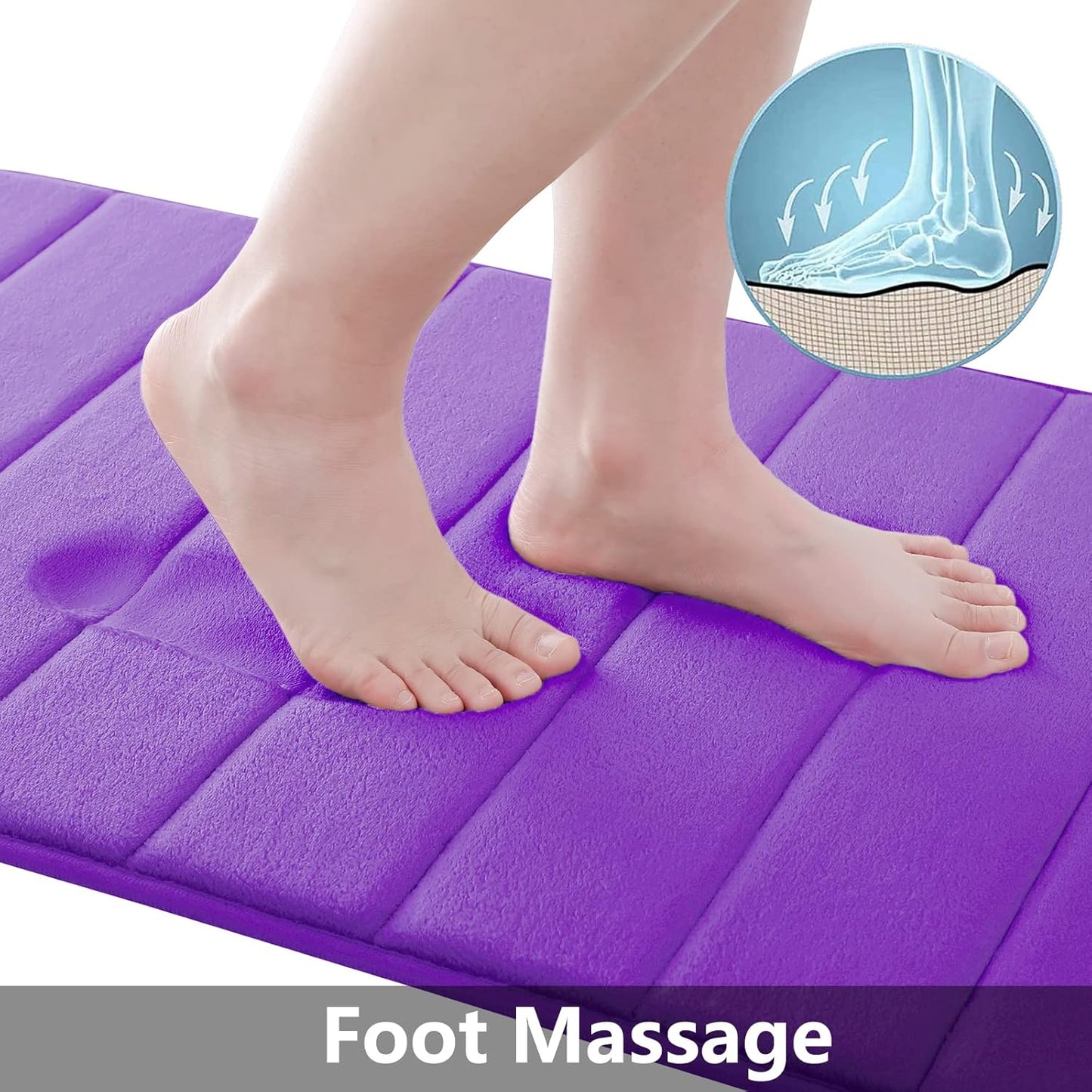 Buganda Memory Foam Bath Mat, 30" x 20", Ultra Soft and Non-Slip Bathroom Rugs, Water Absorbent and Machine Washable Bath Rug for Bathroom, Shower, and Tub, Purple