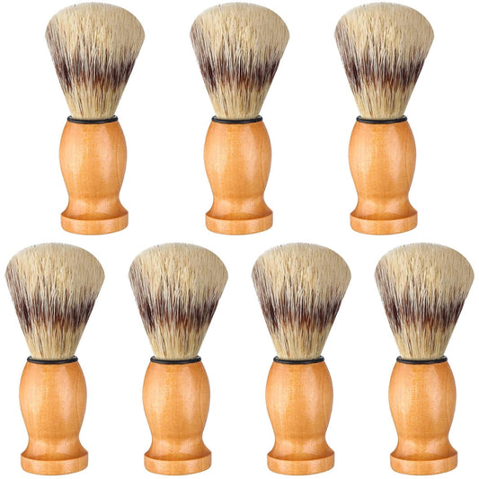 7Pcs Men Shaving Brush Wood Handle, Professional Salon Tools Hand Crafted Shaving Brush Wood Handle Shave Brushes Handmade Pure Badger Hair Brush for Men1