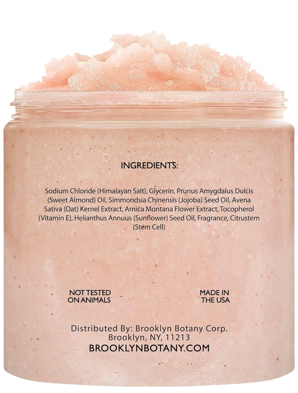 Brooklyn Botany Himalayan Salt & Stem Cell Body Scrub - Moisturizing and Exfoliating Body, Face, Hand, Foot Scrub - Fights Stretch Marks, Fine Lines, Wrinkles - Great Gifts for Women & Men - 10 oz