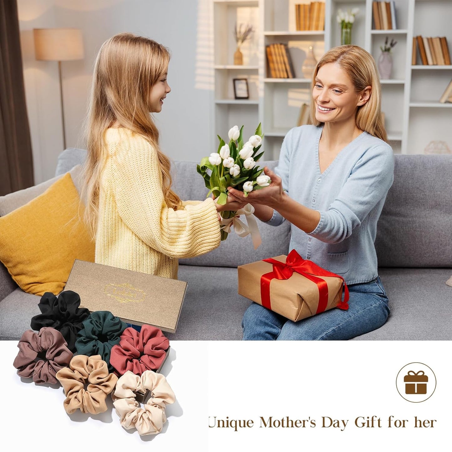 Lolalet Scrunchies for Women, Satin Hair Scrunchies Softer Than Silk Hair Ties for Hair Sleep, Big Scrunchy Ponytail Holder with Elastic Hair Bands for Girls Thick Thin Curly Hair -6 Pack, Style E