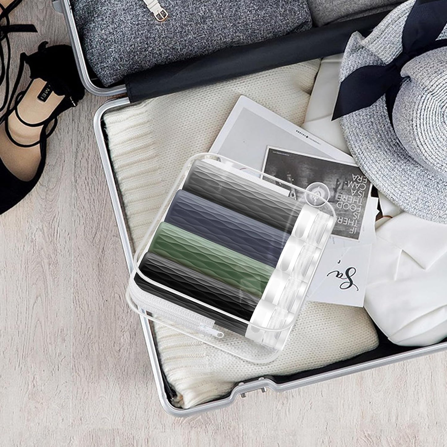 Travel Bottles for Toiletries, TSA Approved 3.4oz Travel Size Containers, BPA Free Leak Proof Silicone Traveling Bottles, Refillable Travel Essentials Kits for Shampoo Conditioner(4 Pack)-A