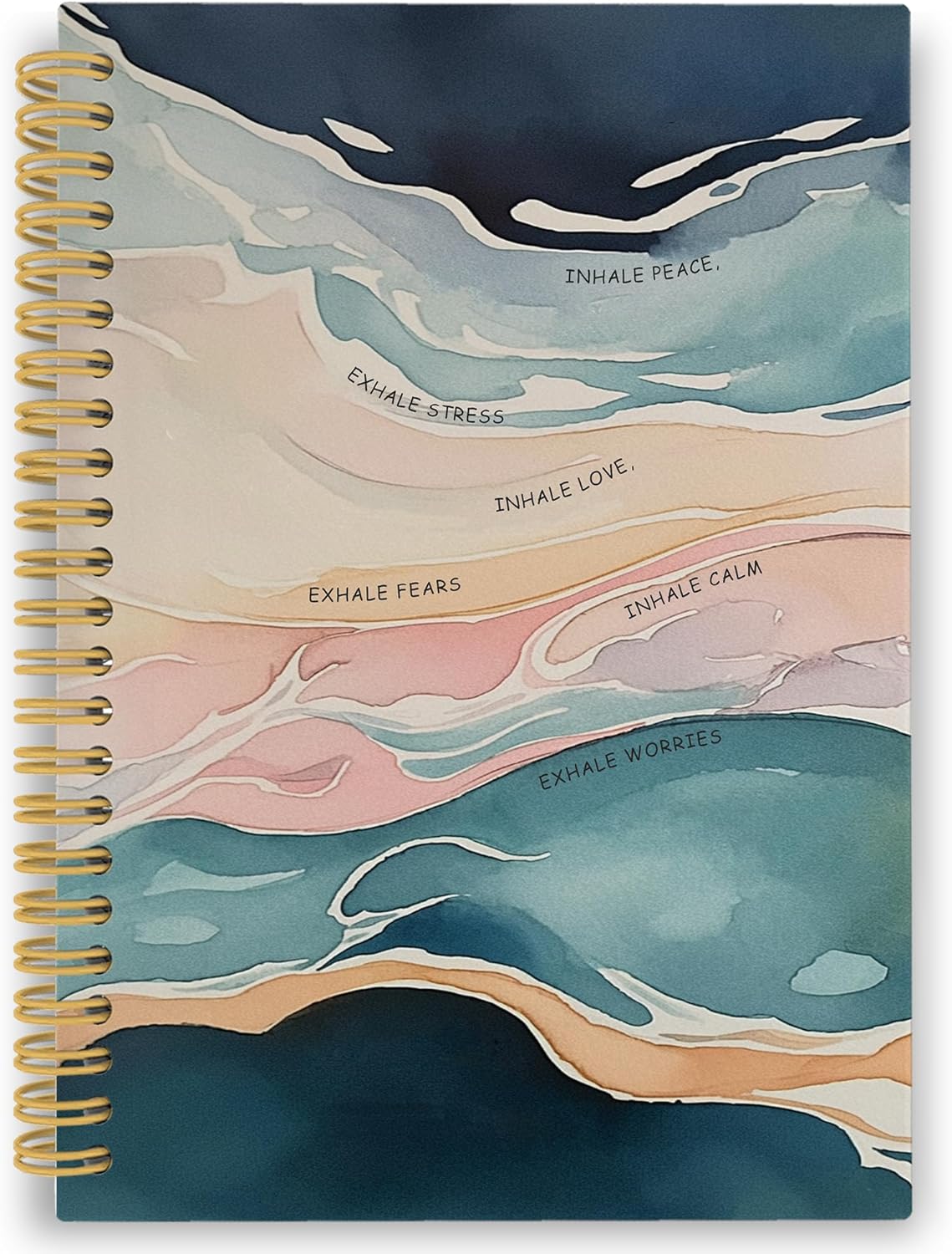 Mental Health Spiral Notebook, Inhale Exhale Calm Wellness Breathe Journaling Notebooks for Therapist Women, Motivational Hardcover Journals for Therapy Office 160 Pages 5.5 x 8.3 Inch