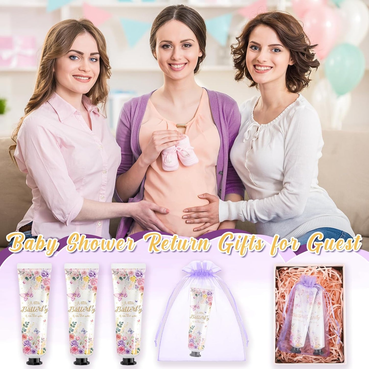 48 Sets a Butterfly Is on The Way Hand Cream Gifts Bulk Baby Shower Hand Cream Travel Size Lotion Bulk Fall Thanksgiving Party Supplies Favors Birthday Wedding for Guest