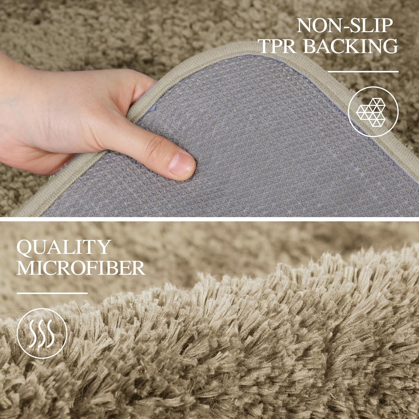 Walensee Large Bathroom Shaggy Rug (24 x 72, Sand) - Extra Soft, Absorbent, Non-Slip, Machine Washable Microfiber Mat