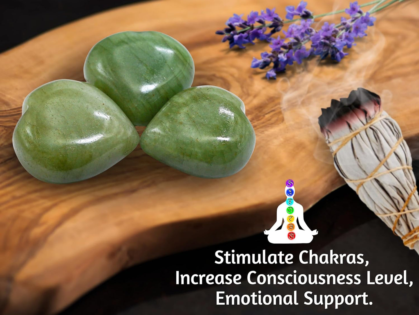 Amazing Gemstone Light Green Aventurine Crystal Heart Palm Stone - Pocket Massage Worry Stone for Natural Body Chakra Balancing, Reiki Healing and Crystal Grid