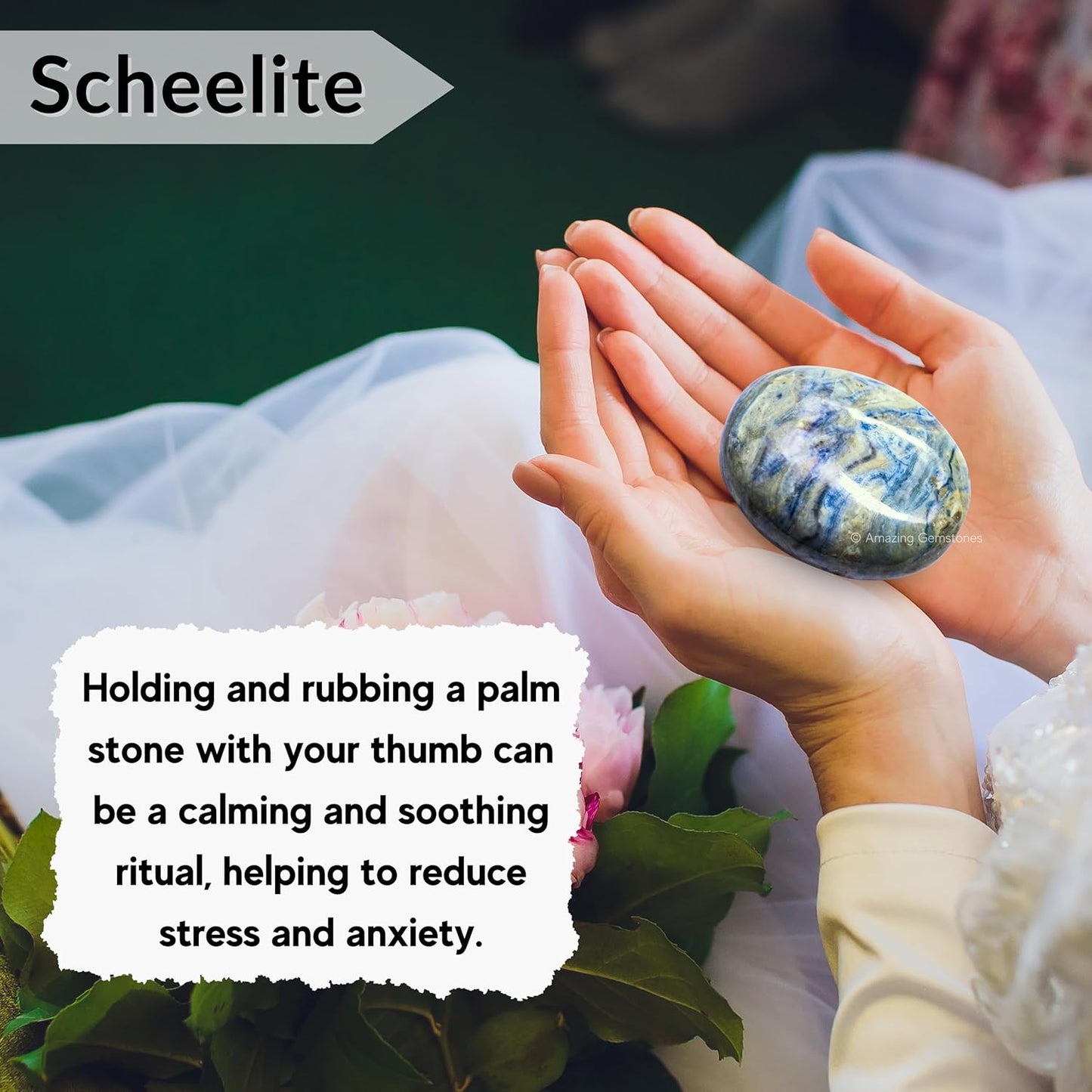 Amazing Gemstone Scheelite Crystals and Healing Stones - Large Palm Stone Crystals Piedra - Crystal for Good Luck, Balanced Positive Energy, Meditation - Unique Stocking Stuffers, Gifts for Women, Men