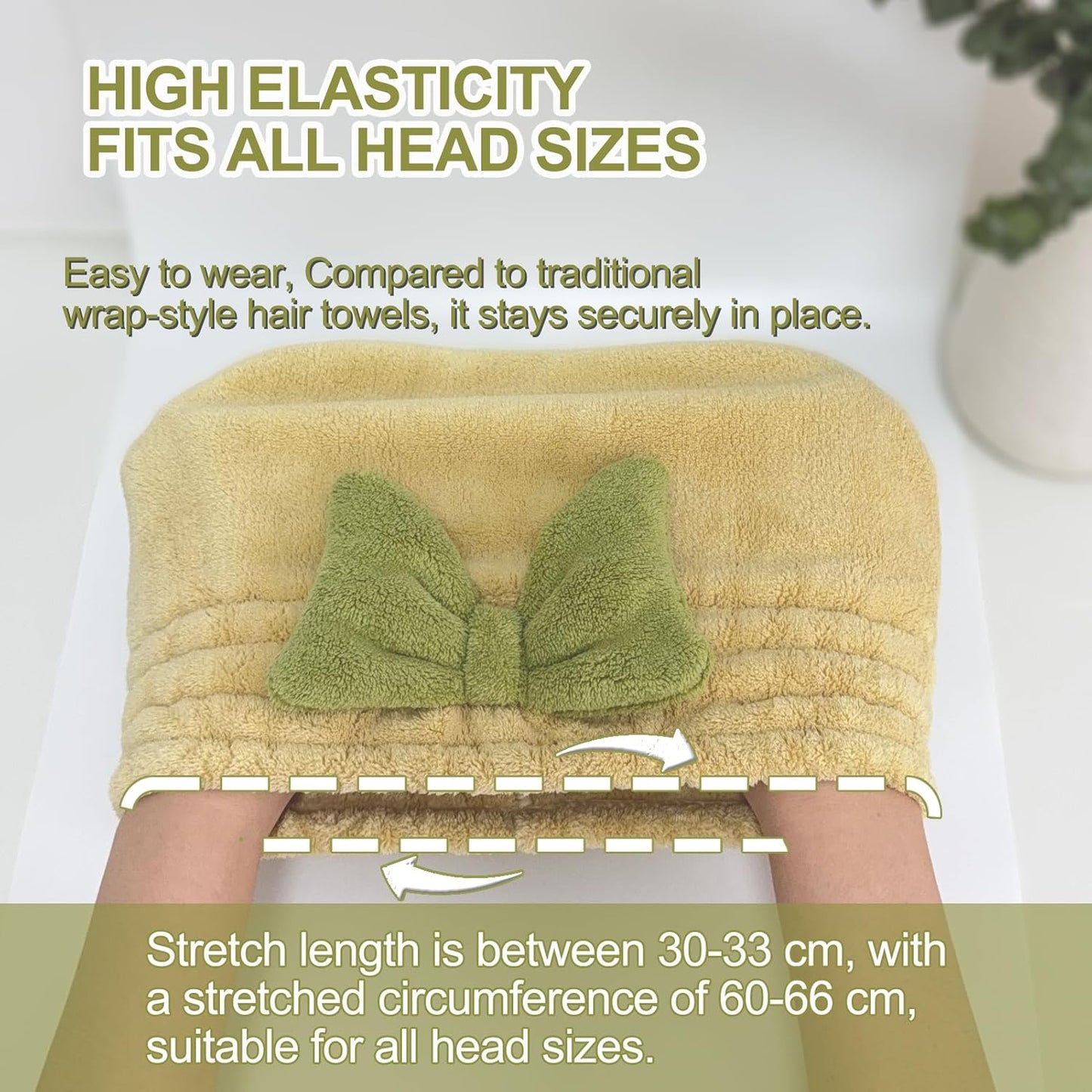 Jseng 3Packs Microfiber Hair Towel for Women - Quick-Drying, Super Absorbent Hair Wrap with Bow Design, Soft Hair Towel Turban for Curly Long Wet Hair