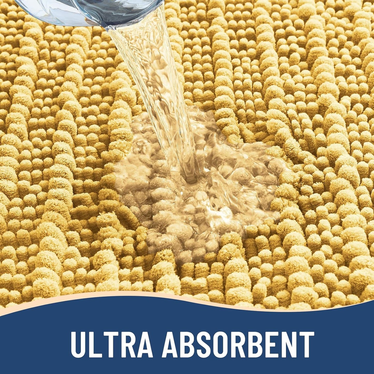 Arotive Luxury Round Chenille Bathroom Rug Mat, Extra Soft Thick Absorbent Shaggy Bath Rugs, Non-Slip Machine Wash Dry Plush Bath Mats for Bathroom, Shower and Tub, 24x24, Yellow