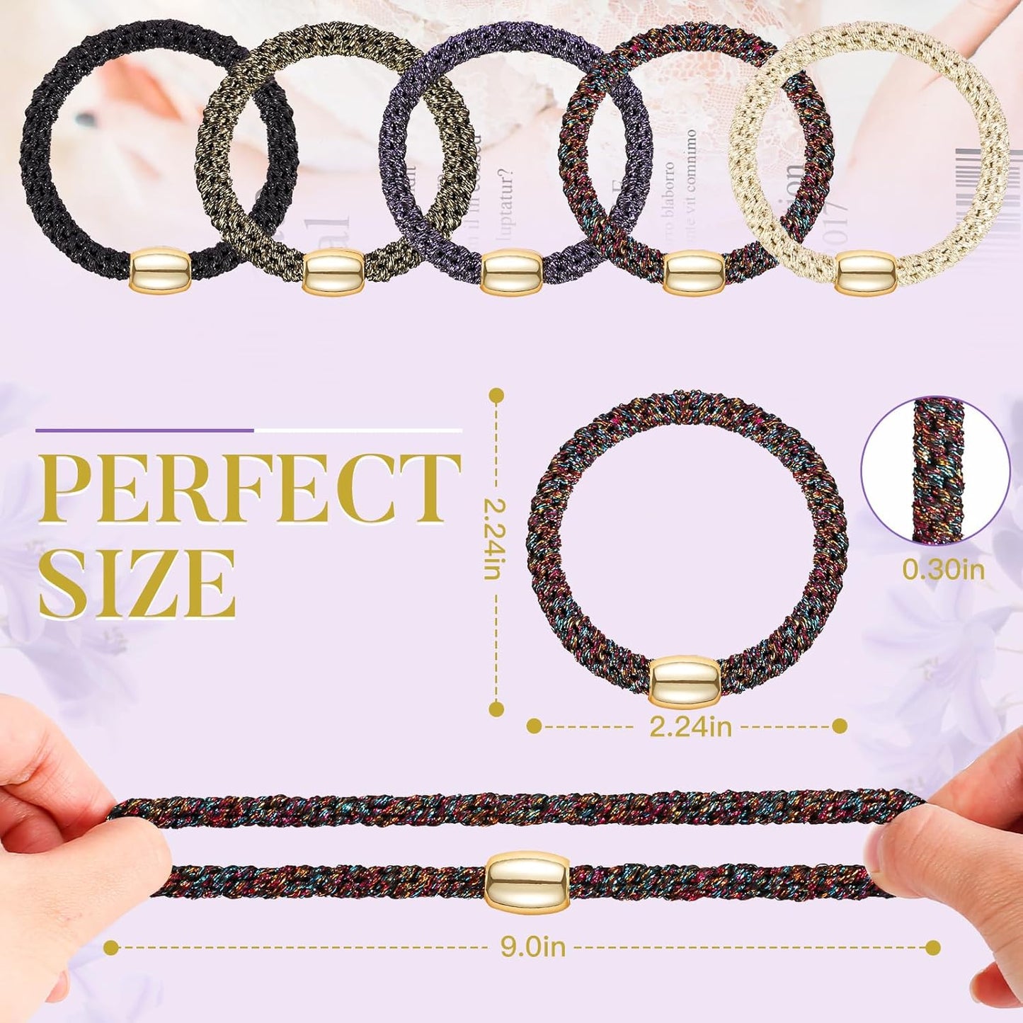Hair Ties No Damage - 10PCS Ponytail Holders - Elastic Hair Ties for Thick Hair - Braided Hair Bands for Women Girls's Hair - Bright Star
