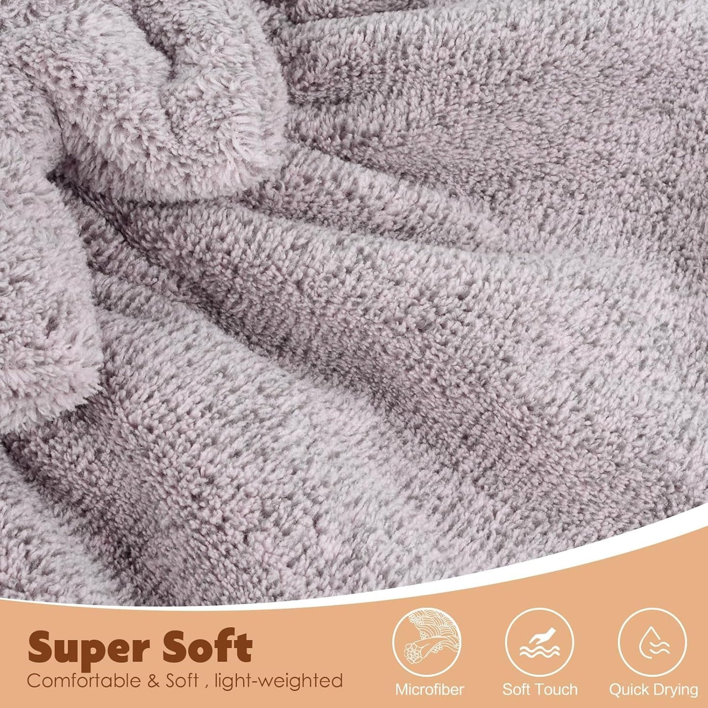 SUNLAND Large Microfiber Hair Drying Caps with Bow knot Fast Drying Shower Cap Soft and Absorbent hairWrap Hair Turban Bath Caps for Curly Thick and wet Hair 11 X 13.4 inch 2 Pack Purple