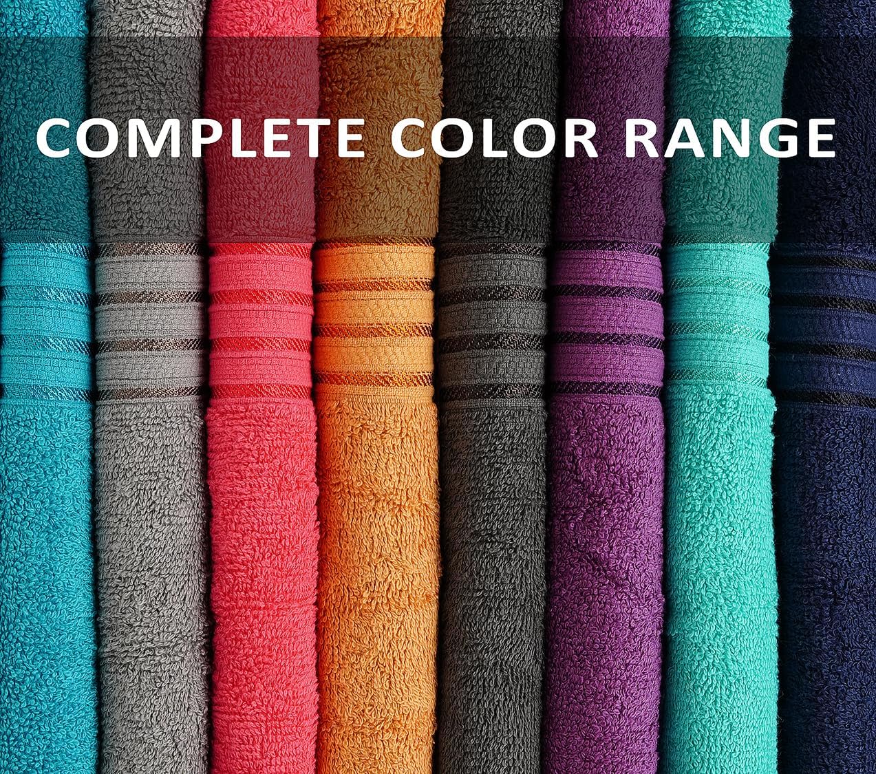 ZUPERIA Premium Multicolor Bath Towels Set of 8 (27" x 54") 100% Pure Cotton Shower Towels Soft Feel, Lightweight & Highly Absorbent Towels for Bathroom, Pool, Spa and Hotel Use