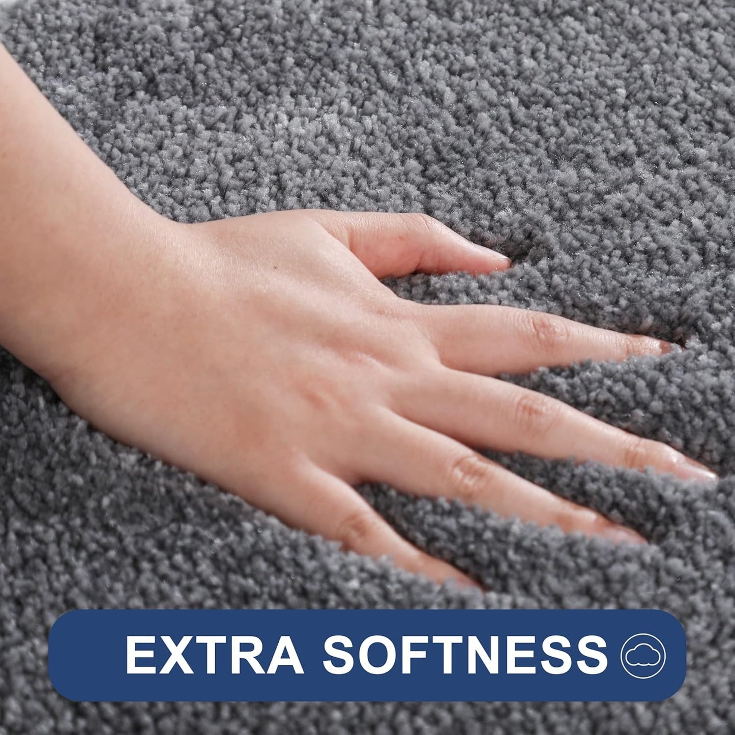 COSY HOMEER Extra Thick Bath Rugs for Bathroom - Anti-Slip Bath Mats Soft Plush Yarn Shaggy 100% Strong Mirco Polyeste Mat Living Room Bedroom Mat Floor Water Absorbent(Dark Grey,16x24 - Inches)