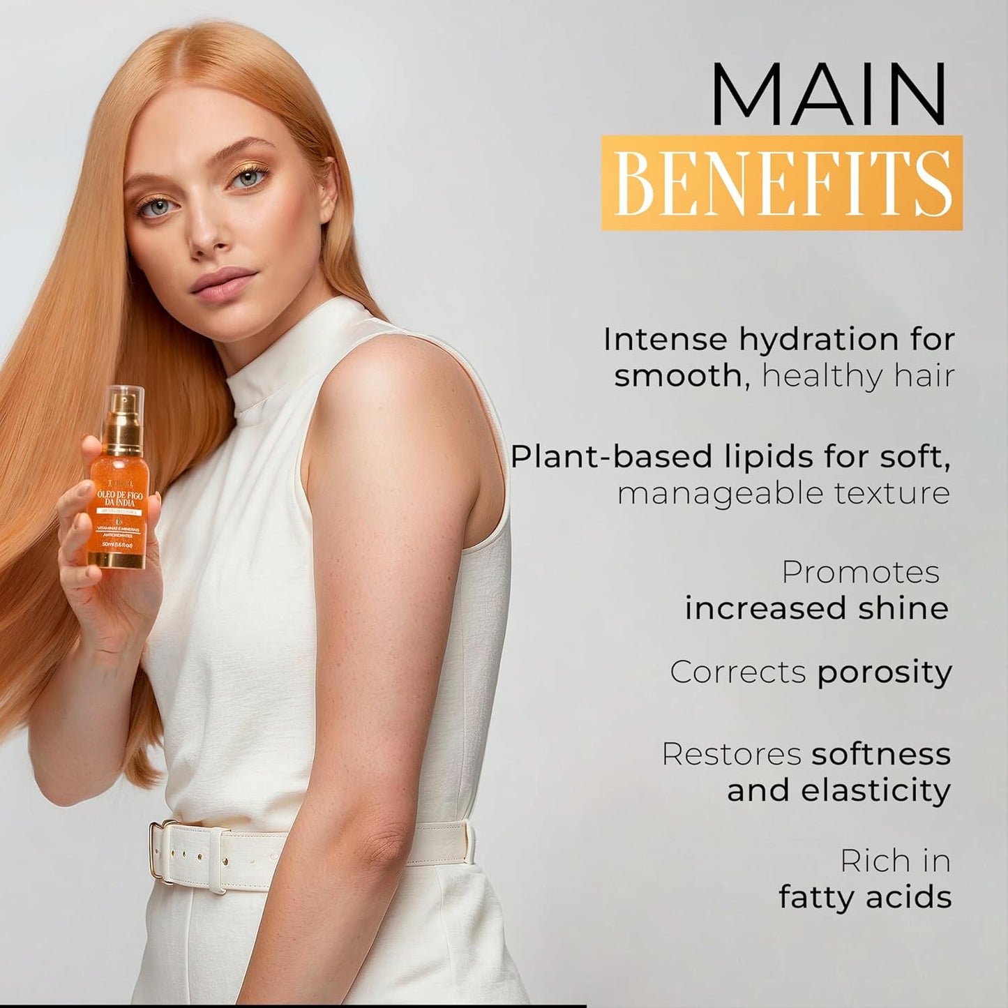 Fig Split End Repair Hair Oil 1.69 fl oz – Luxurious Fig Scent, High Cuticle Absorption, Protein Replacement, and Deep Nutrition – For Damaged Ends and Frizz Control – Tyrrel