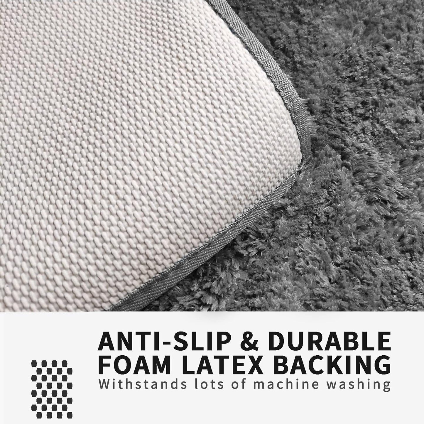 FIFU Bathroom Rugs 17" W x 24" L, Bath Mat for Bathroom, Bedroom, Laundry Room & Kitchen, Non-Slip Rubber Latex Backing, Extra Soft and Absorbent Microfiber Carpet, Machine Washable Rug, Dark Gray