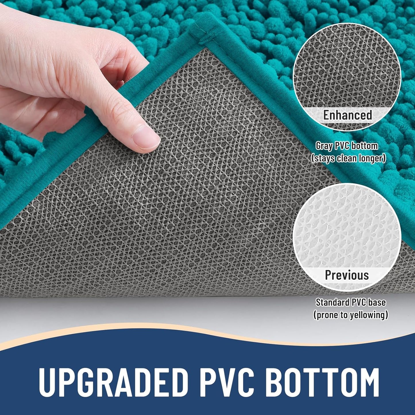 Arotive Luxury Chenille Bathroom Rug Mat, Extra Soft Thick Absorbent Shaggy Bath Rugs, Non-Slip Machine Wash Dry, Plush Bath Mats for Bathroom, Shower and Tub, 36x24, Lake Blue