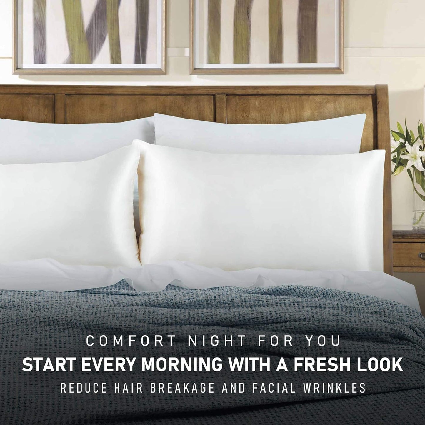 Tyfitb Satin Pillowcase for Hair and Skin, Beige Pillowcases Set of 2, Cooling Pillow Cases King Size(20×36 Inches), Soft Luxury Satin Pillowcase with Envelope Closure