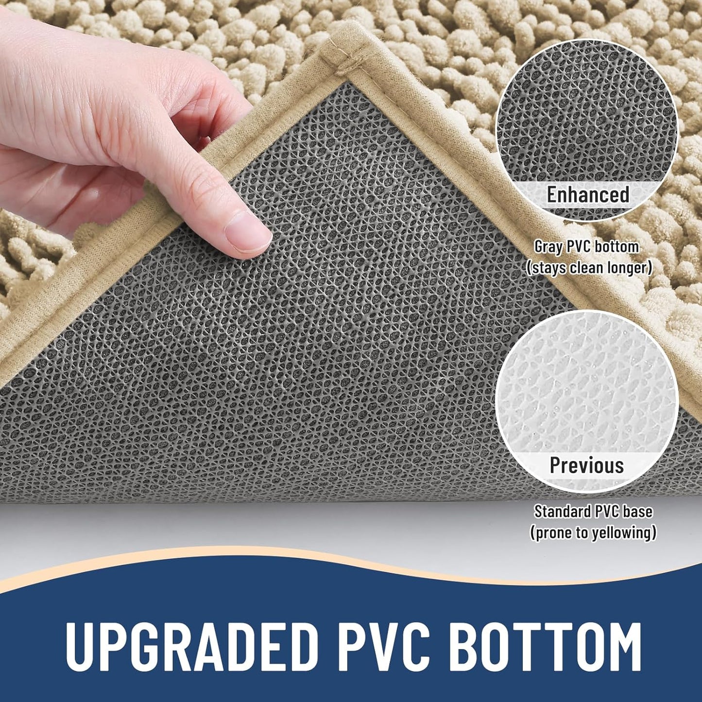 Arotive Luxury Round Chenille Bathroom Rug Mat, Extra Soft Thick Absorbent Shaggy Bath Rugs, Non-Slip Machine Wash Dry Plush Bath Mats for Bathroom, Shower and Tub, 24x24, Beige