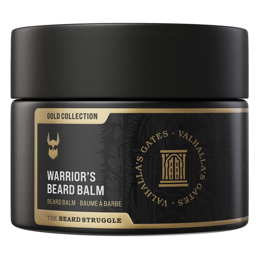 The Beard Struggle Warrior’s Beard Balm - Gold Collection, Valhalla's Gates - Non-Greasy Low-Hold Formula, Luxurious Cologne-Grade Fragrances 100% Natural and Plant-Based Ingredients - 50g