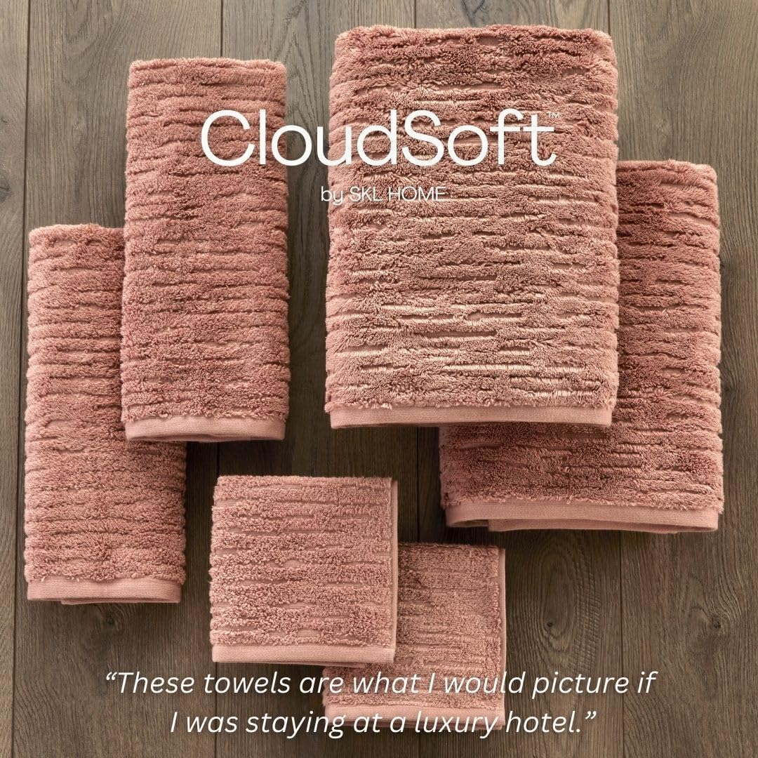 SKL Home CloudSoft Cotton Luxury 4-Piece Washcloth Set, Clay
