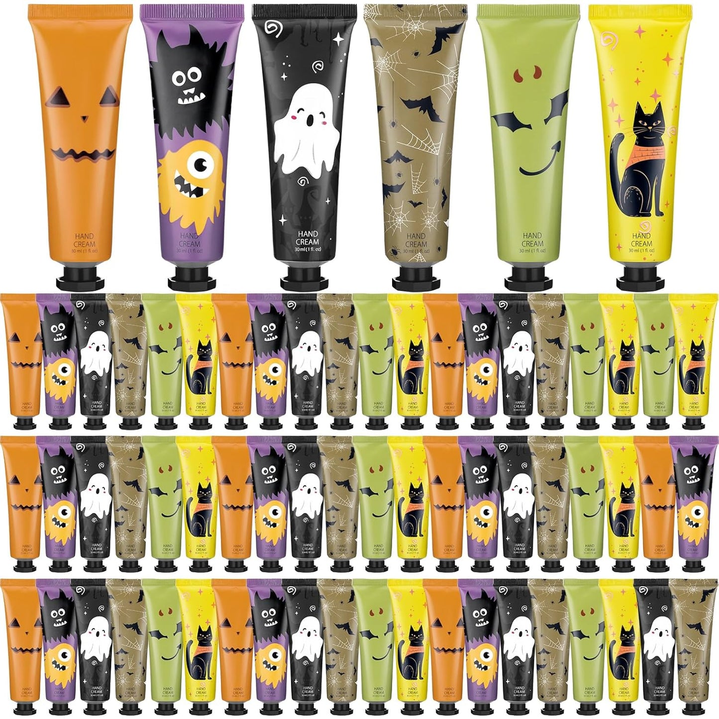 72 Pack Halloween Hand Cream Gift Sets for Women Ghost Mini Hand Lotion Bulk Travel Size Moisturizing Cream Halloween Party Favors Gifts for Stocking Stuffers 6 Natural Plant Fragrances