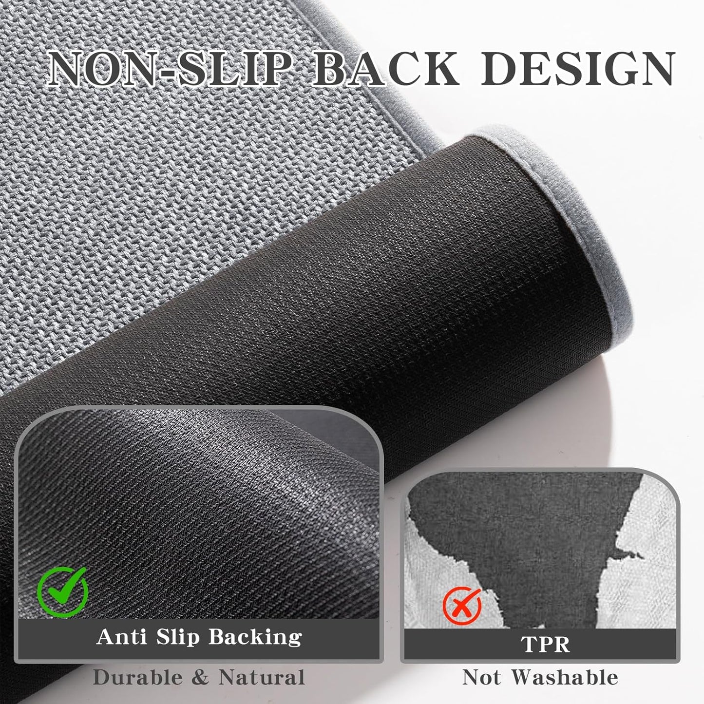 chakme Bathroom Rugs Mat 47x17, Ultra Thin Non Slip Bath Mat Runner Quick Dry Absorbent Bath Mat for Bathroom Floor, (Light Grey, 47"x17")