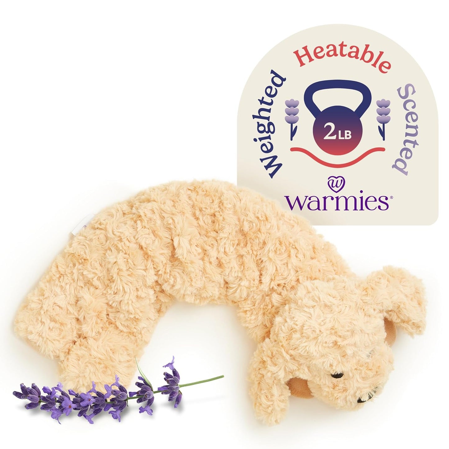 warmies Microwavable Neck & Shoulder Wrap - Heating & Cooling Plush Pad for Calming Relaxation - Weighted & Heated Neck Warmer with Scented Lavender - Microwave Heat Pad for Aches & Pain - Golden Dog