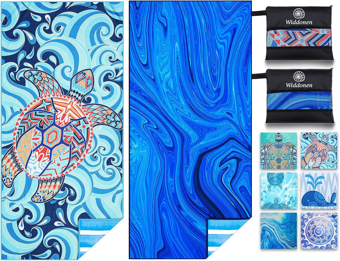 2 Pack Microfiber Lightweight Beach Towel Sand Free Quick Dry Absorbent Thin Compact Towels for Swimming Pool Camping Beach Accessories Large Easy Pack Travel Things for Vacation Essentials Gift