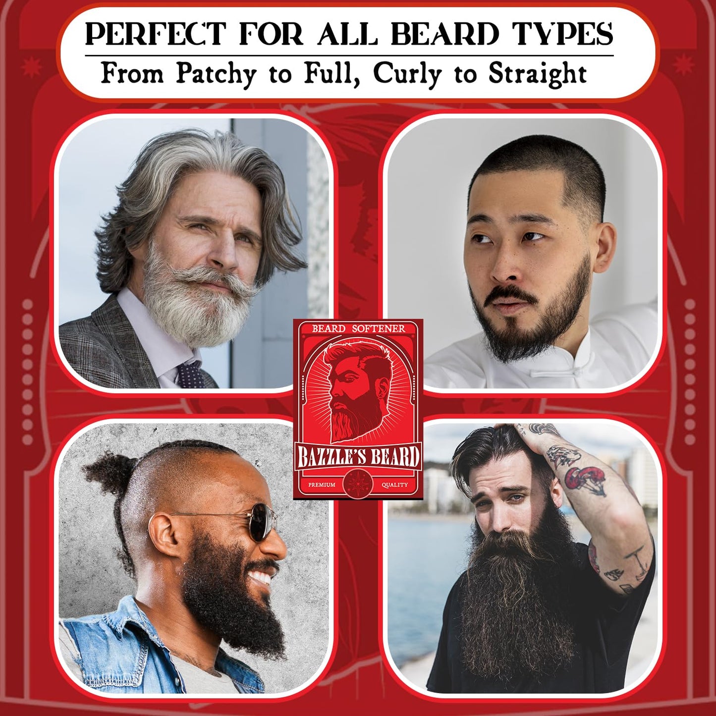 Bazzle's Beard Softener – Beard Balm Conditioner for Men with Biotin, Softens Coarse Hair, Deeply Moisturizes Facial Hair, Conditions Skin, and Adds Natural Shine, Products for Mustache Care