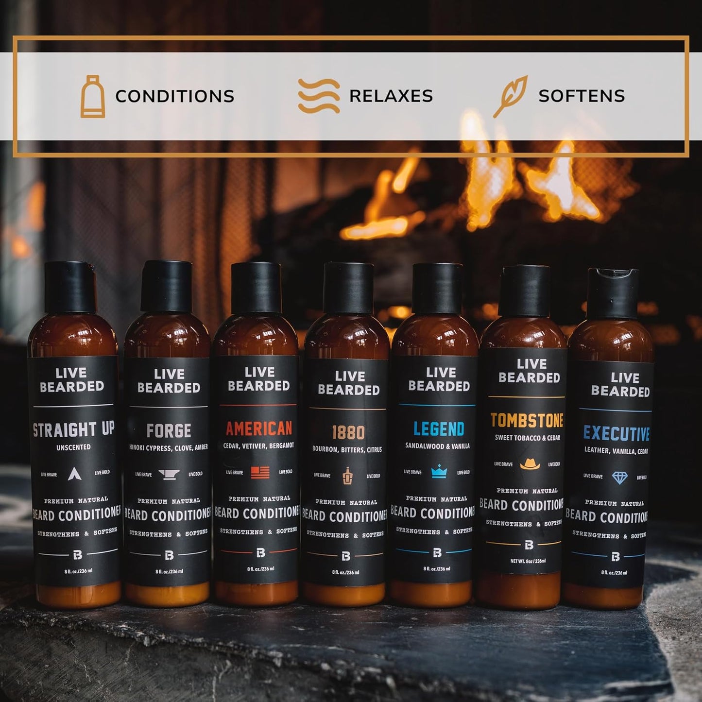 Live Bearded Beard Conditioner, 8 fl oz - Strengthens and Softens Facial Hair - Made in the USA - All-Natural Ingredients with Biotin, Caffeine | Legend Scent - Sandalwood, Vanilla