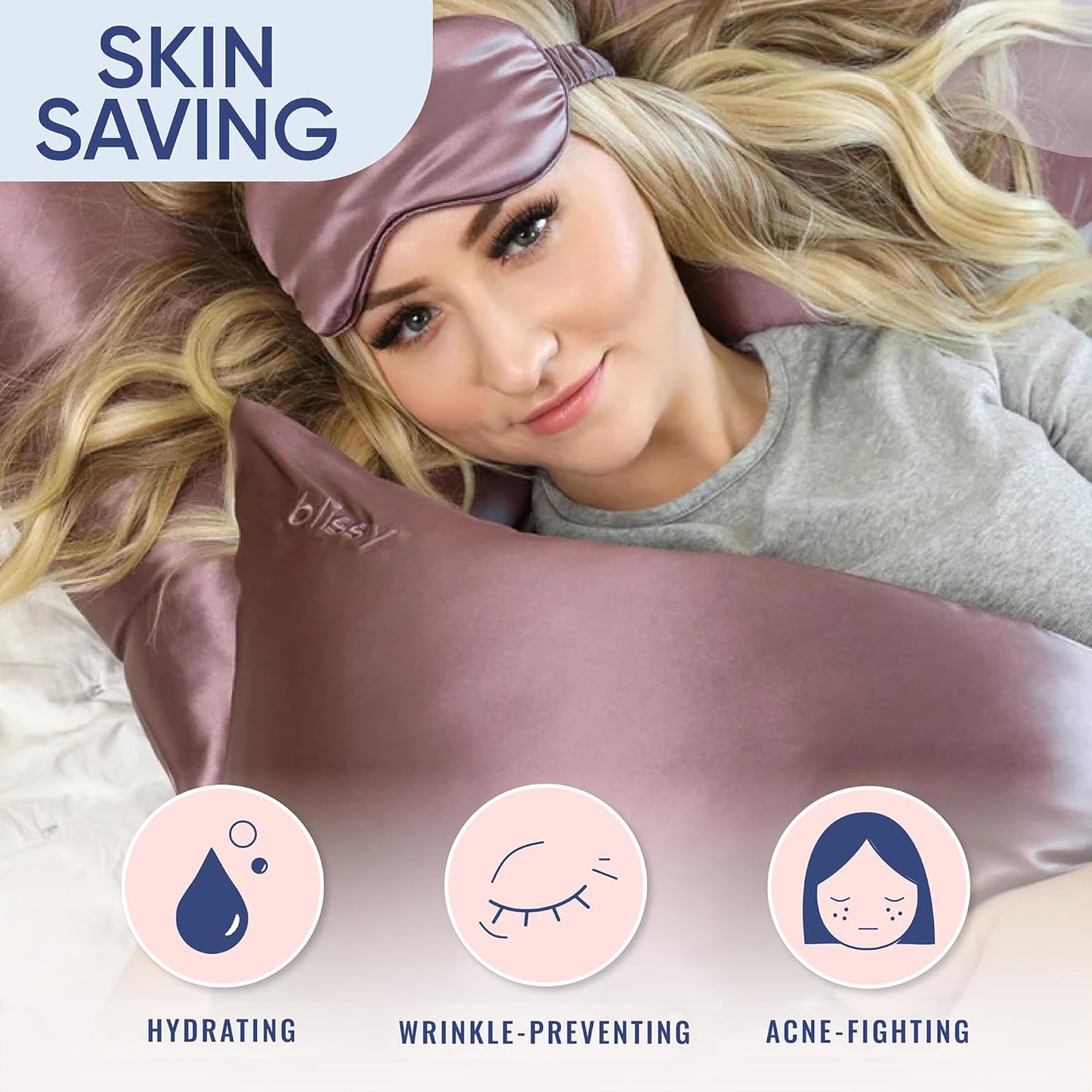 Blissy Silk Pillowcase - 100% Pure Mulberry Silk - 22 Momme 6A High-Grade Fibers - Silk Pillow Cover for Hair & Skin - Regular, Queen & King (Plum, Standard)