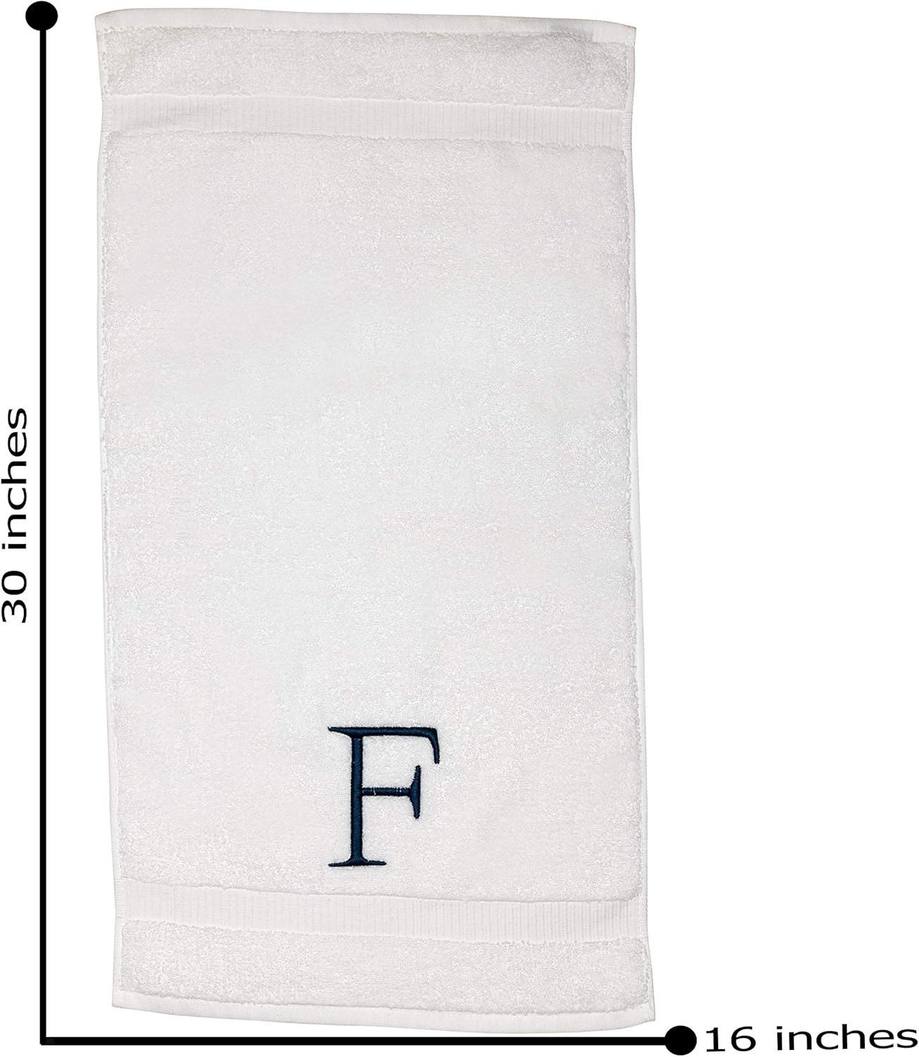 Monogrammed Hand Towels for Bathroom - Luxury Hotel Quality Personalized Initial Decorative Embroidered Bath Towel for Powder Room, Spa - GOTS Organic Certified - Set of 2 Navy Letter F