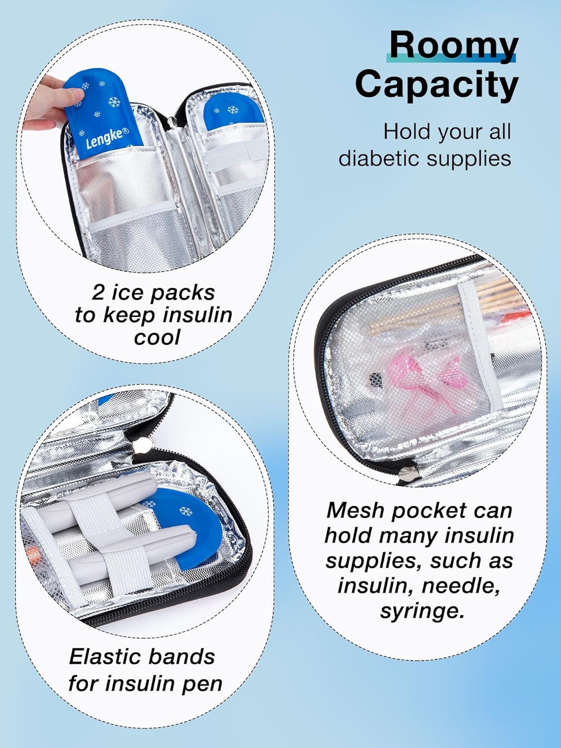 Insulin Cooler Travel Case TSA Approved, Insulin Travel Case for Insulin Pen, Insulin Supplies, Medication Travel Case for Travel Daily Life, Insulin Pen Cooler Travel Case (Flower)