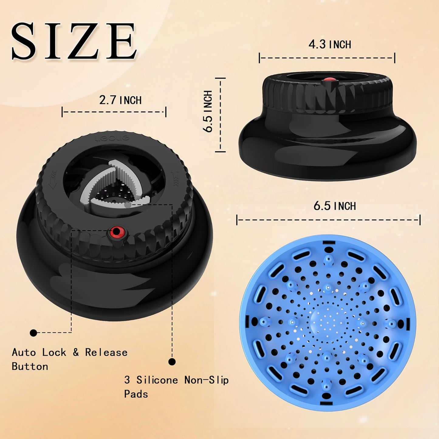 Universal Portable Blow Dryer Diffuser for Curly and Natural Wavy Hair, Hair Dryer Diffuser for Curly and Natural Wavy Hair (Black&Blue)