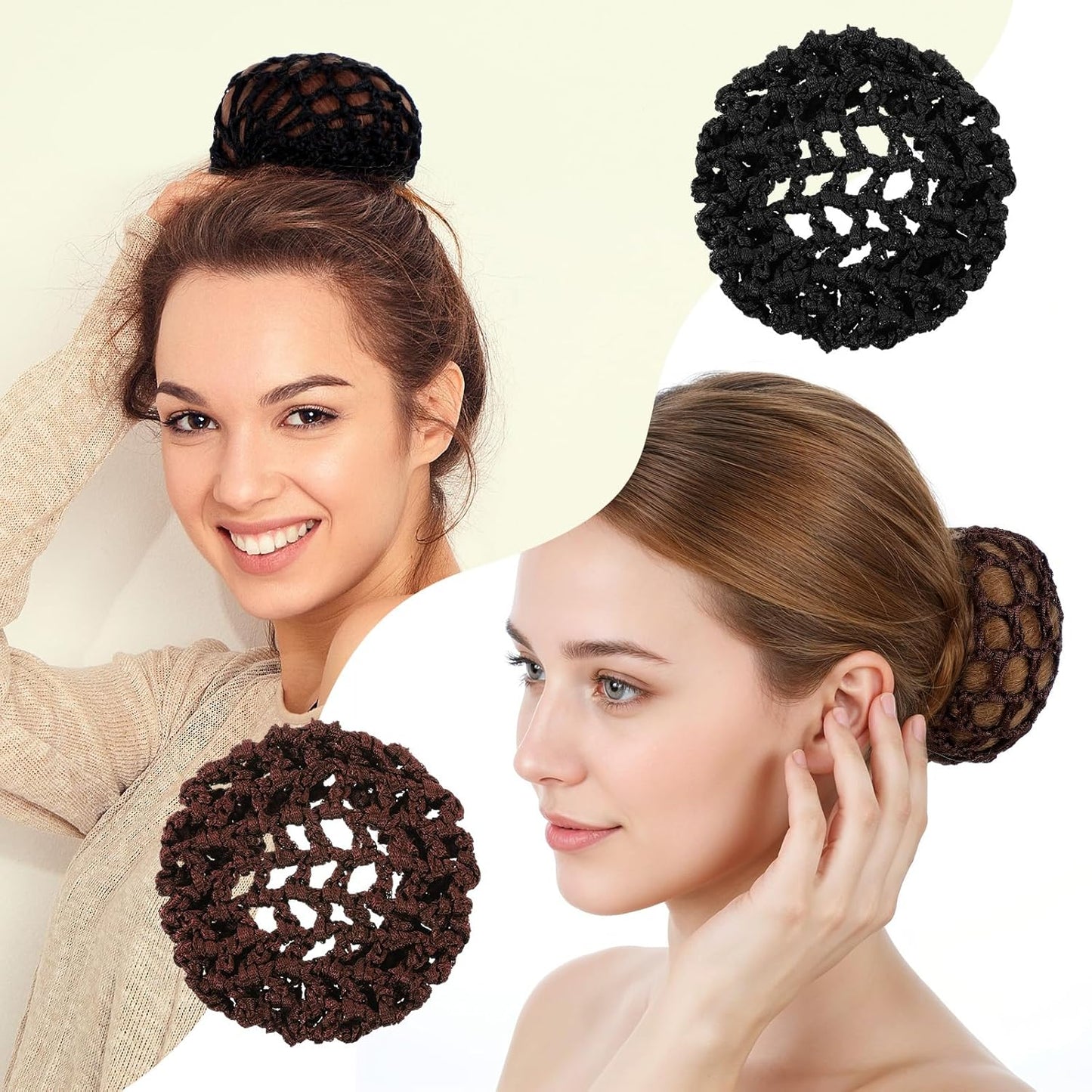 8 Pcs Ballet Hair Net Bun Cover Elastic Women Hairs Nets Handmade Crochet Bun Cover Invisible Mesh Hairs Buns Holders for Women Dance Ballet Skating Accessories(Black Blue Coffee)