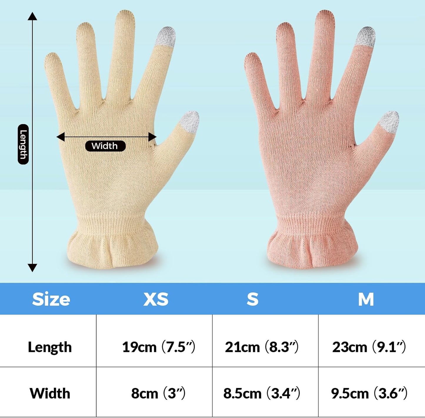 Cotton Moisturizing Gloves Overnight Hand Beauty Gloves Touchscreen Sleeping Gloves (M-Beige, Count, 6)
