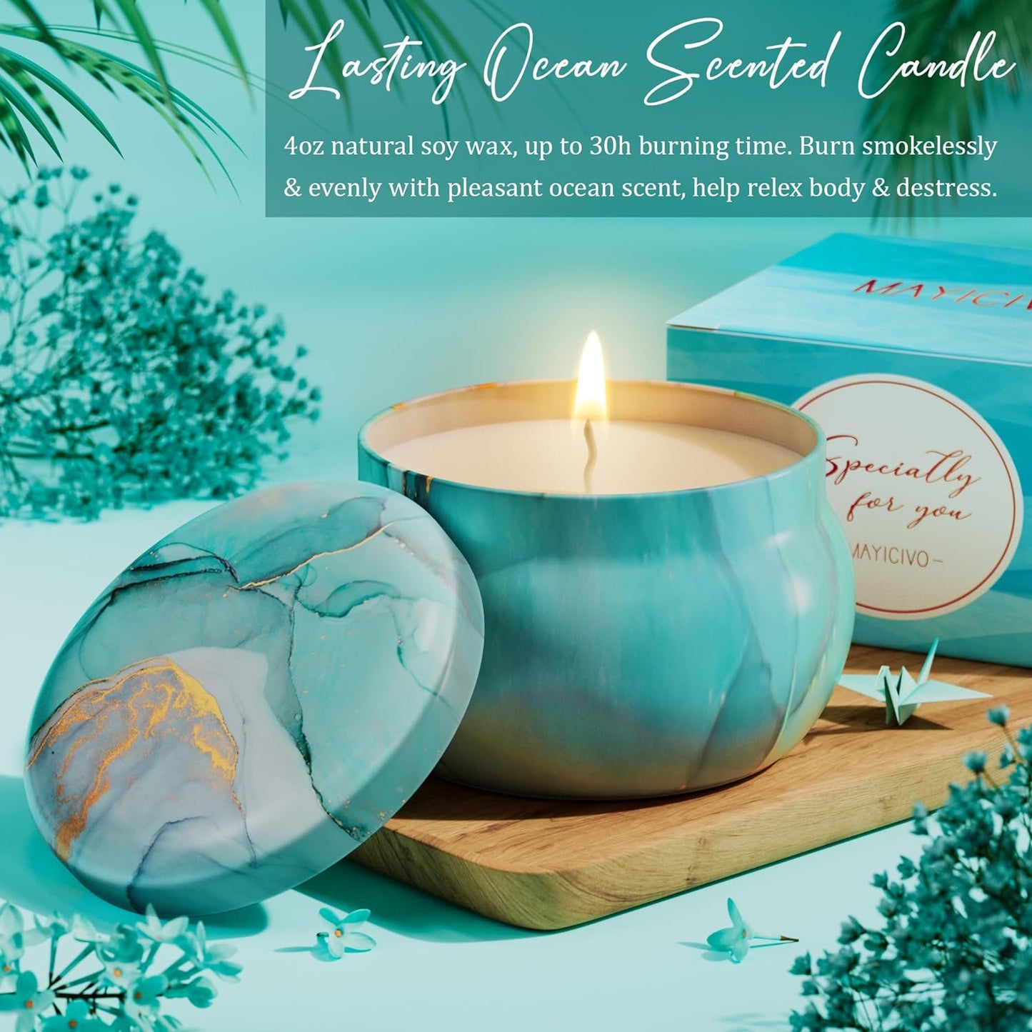 Birthday Gifts for Women Self Care Gifts Get Well Soon Gifts, Ocean Relaxing Spa Gifts Basket Care Package w/ Luxury Flannel Blanket, Unique Christmas Gifts Idea for Mom Her Friends Sister Wife