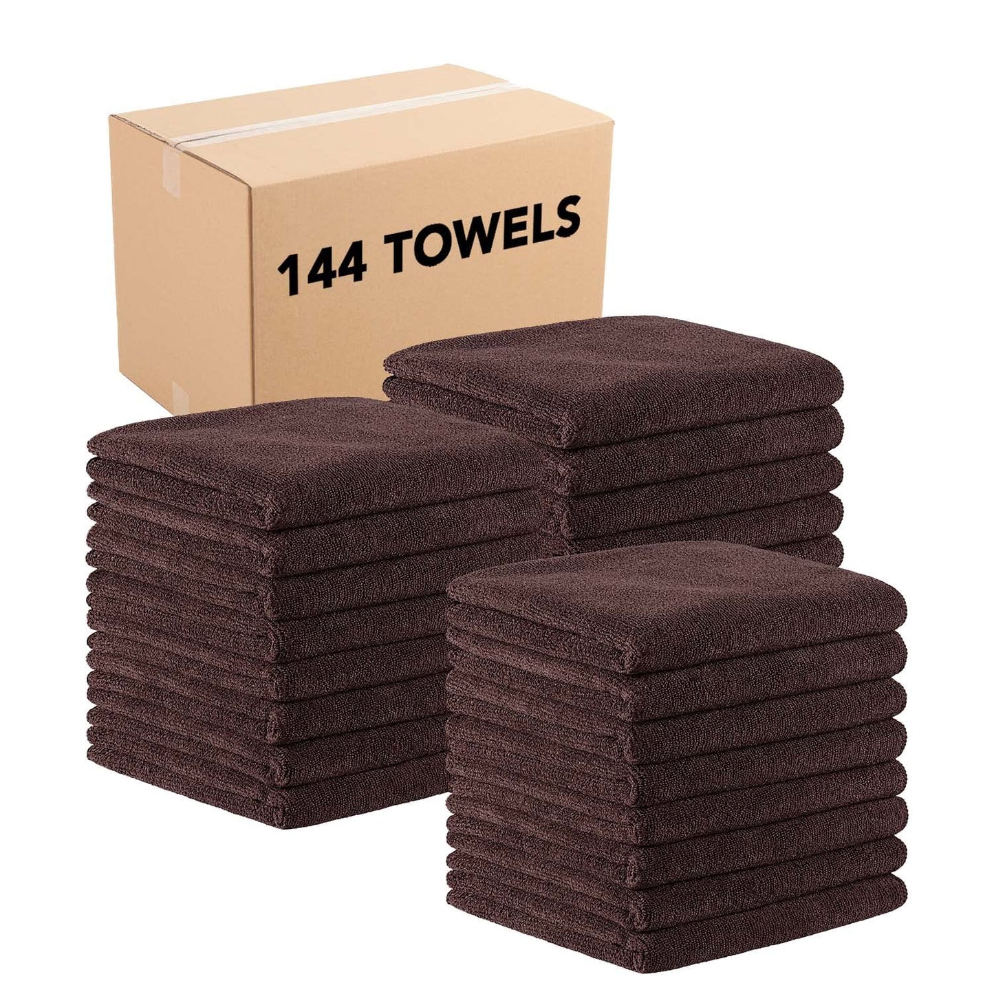 Arkwright Bleach Proof Salon Towels Bulk - Case of 144 - Ultra Soft, Gentle Microfiber, Highly Absorbent & Quick Dry Spa Facial Towel for Hair Stylist, Nail Shop, and Esthetician, 16 x 27 in, Brown