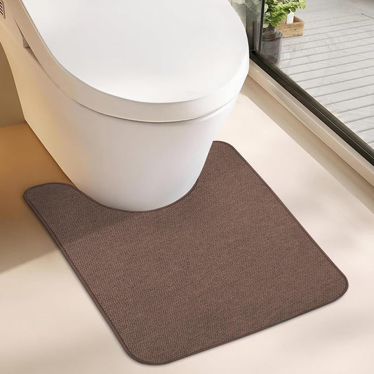 Toilet Rugs U Shaped Bathroom Rug,Machine Washable Non Slip Quick Dry Super Absorbent Ultra Thin Toilet Mats for Bathroom Toilet.Brown,1'8"x2'(20x24inch)