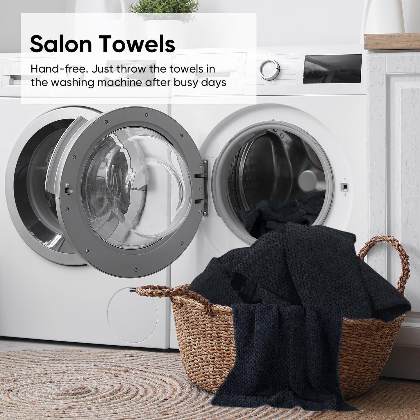 HOMEXCEL Soft Salon Towels 24 Pack, (16 x 27 Inches) Microfiber Highly Absorbent Barber Towel, Black Fast Dry Hand Towels for Salons, Gym, Spa, Pool, Massage Parlors and Personal Use