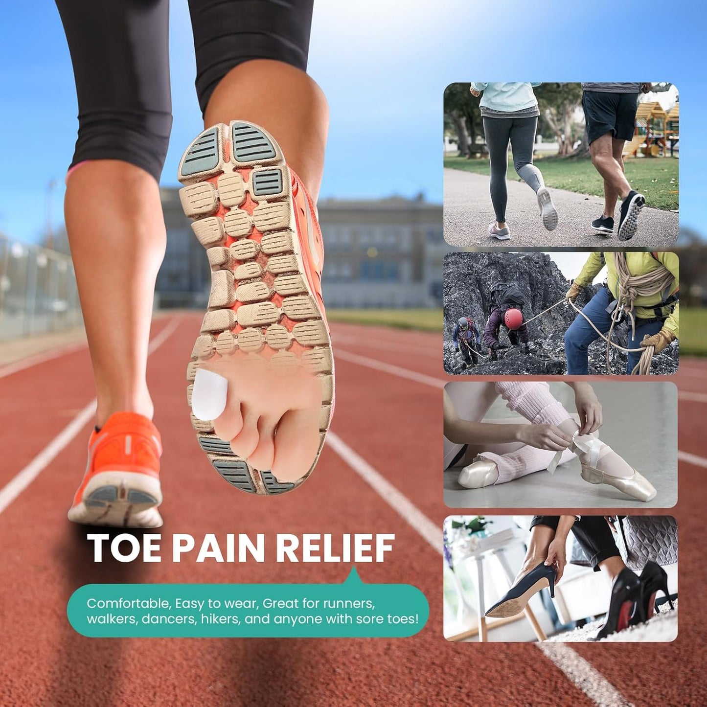 Welnove Gel Toe Cap and Protector - Silicone Toe Covers - Toe Cushions for Pain Relief, Missing or Ingrown Toenails, Corns, Calluses, Blisters (8 Small, White)