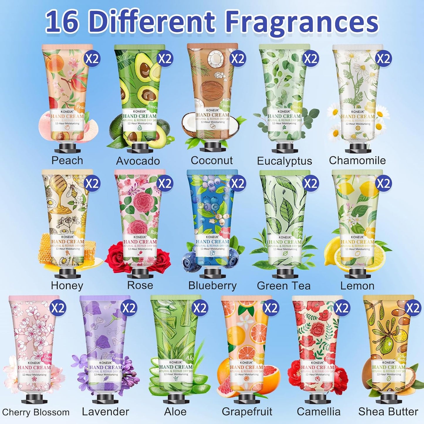 32 Pack Hand Cream Gift for Women, Bulk Hand Lotion Travel Size for Dry Cracked Hands, Mini Moisturizing Hand Cream for Christmas Gifts, Mom Gifts, Stocking Stuffers and Bridal Shower Favors